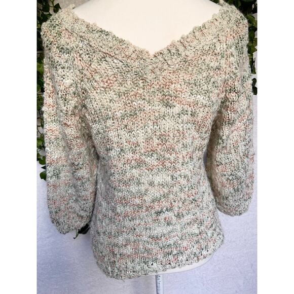 Vintage Ann Stevens Pastel Acrylic Chunky Knit V Neck Sweater Women's Small - Picture 8 of 10